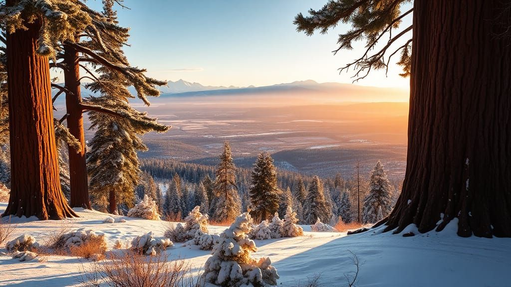Sequoia National Park in Winter: Golden Hour Serenity