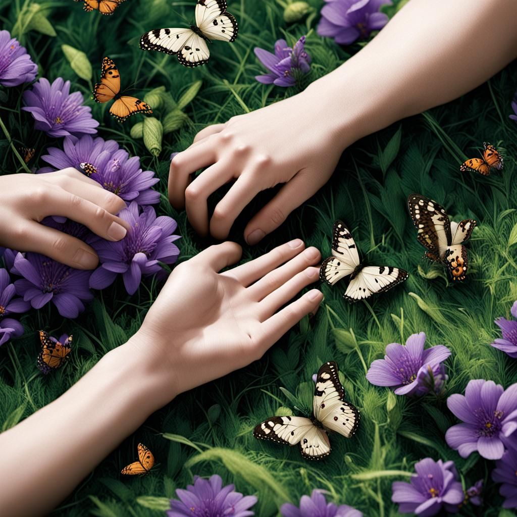 Romantic Movie Poster: Lovers in a Butterfly Meadow