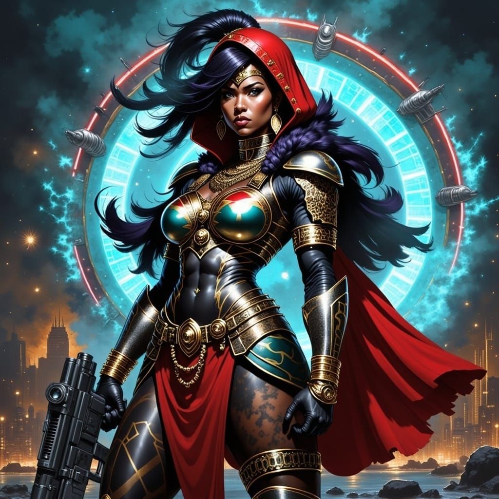 Steampunk Heroine with Laser Gun in Brooklyn