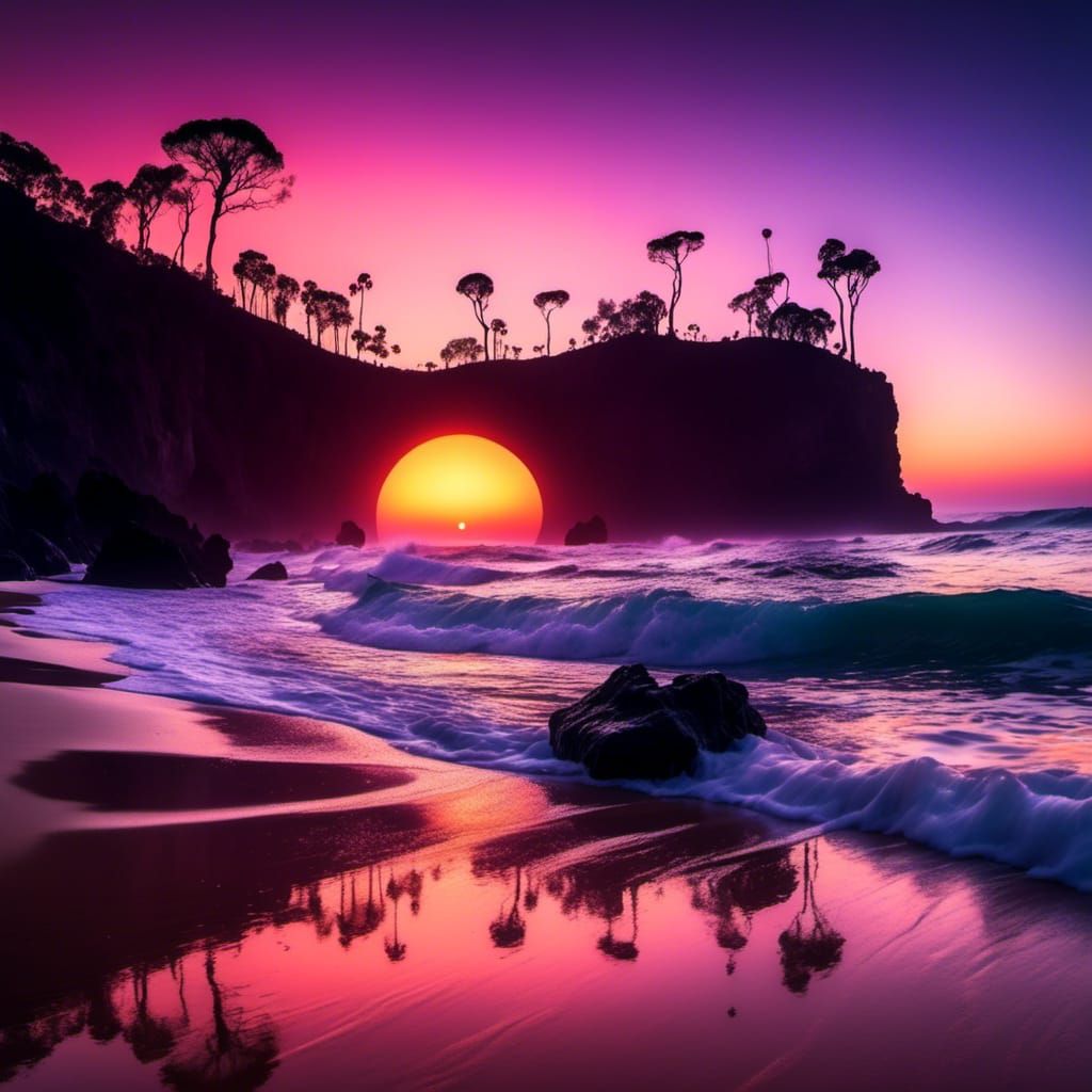 Rainbow Beach Silhouette at Sunset