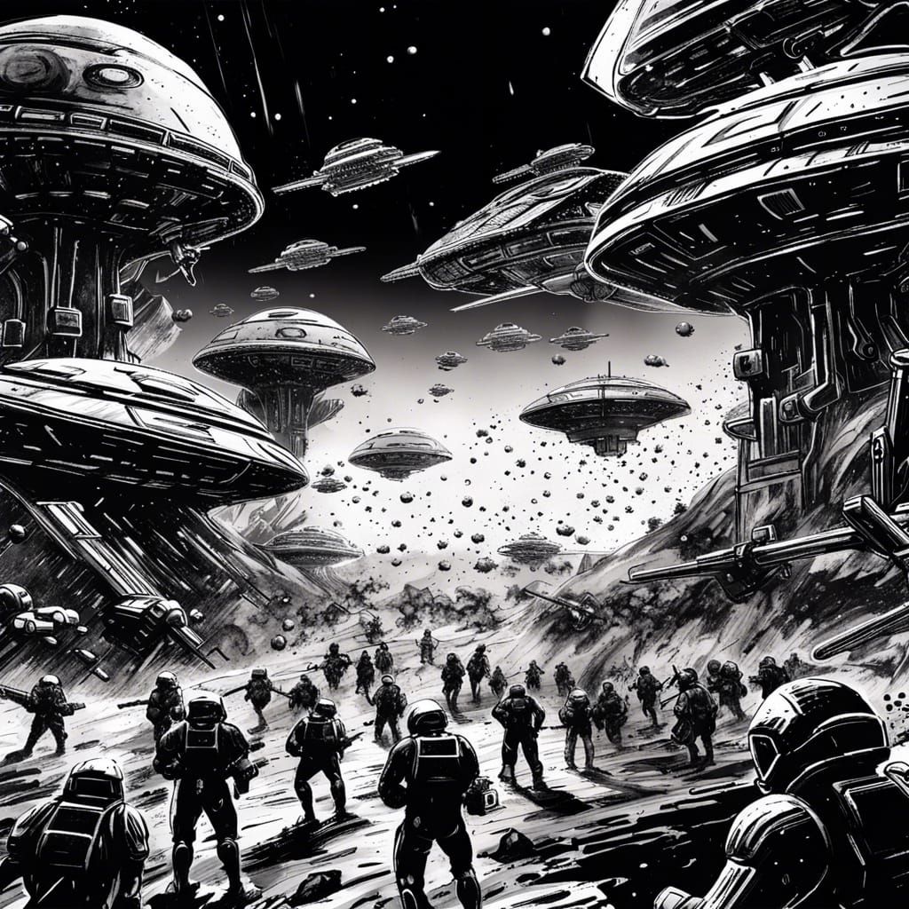 Starship troopers starfield (B&W Ink paint)