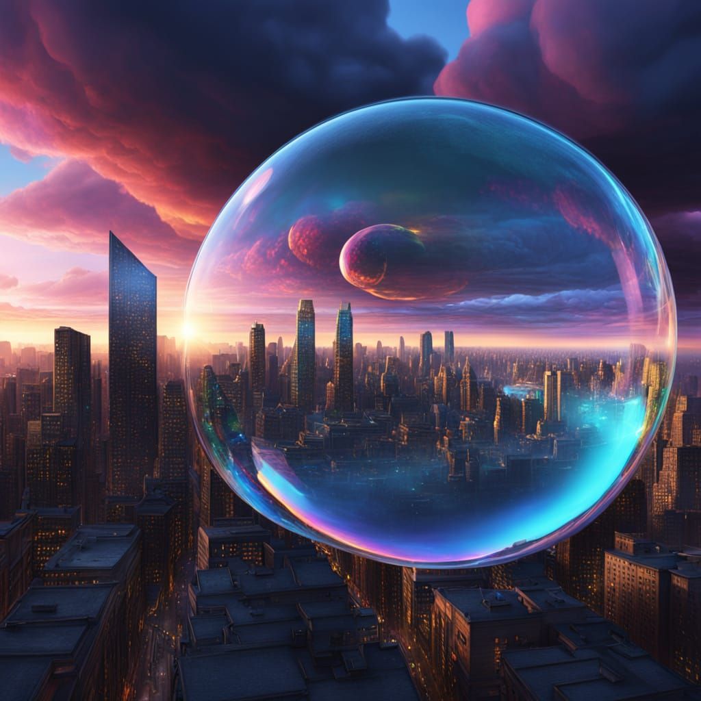 Utopian City Protected by Spherical Shield