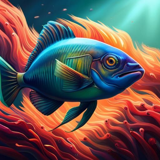 Colorful Magical Fish in Hyperrealistic Splash Art