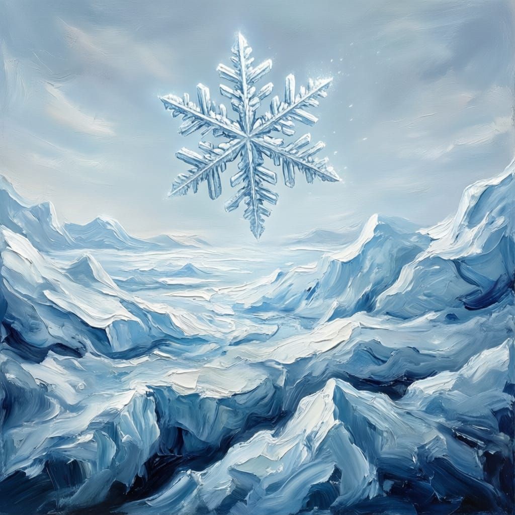 Surreal Antarctic Oil Painting of Solitude