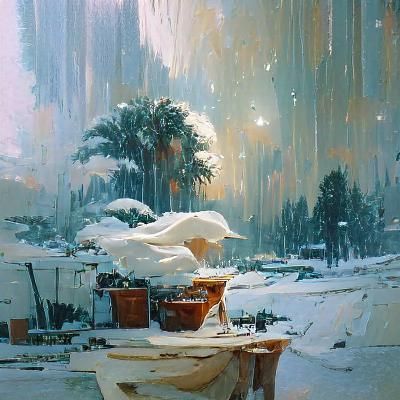 Snowy Landscape in Oil Painting Style