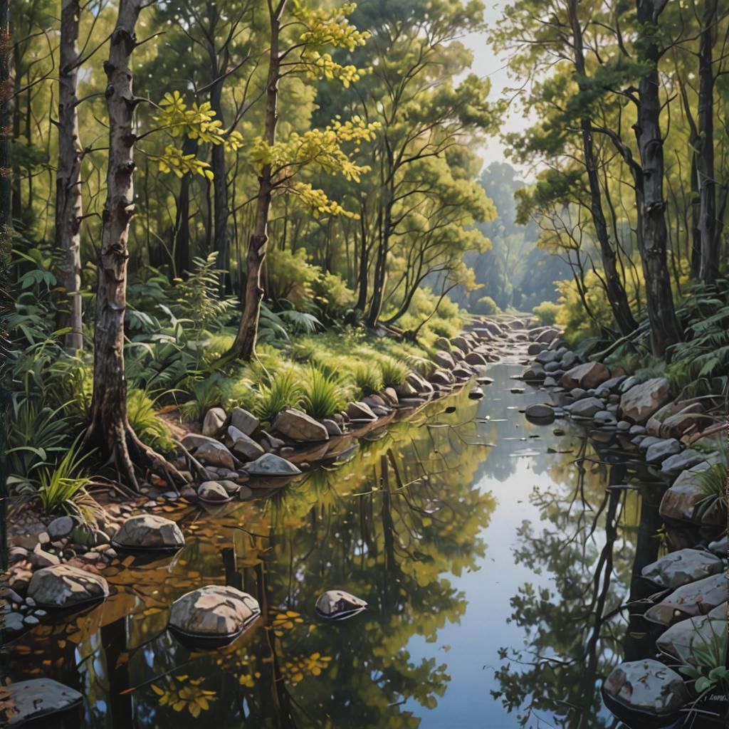 Hyperrealistic Oil Painting of a Modern Landscape