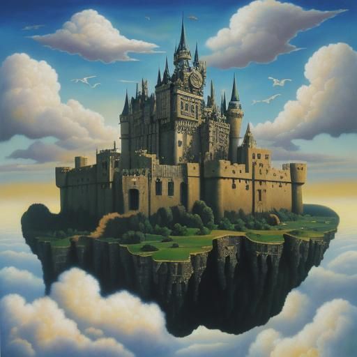 Surreal Castle in the Clouds, Salvador Dali Style