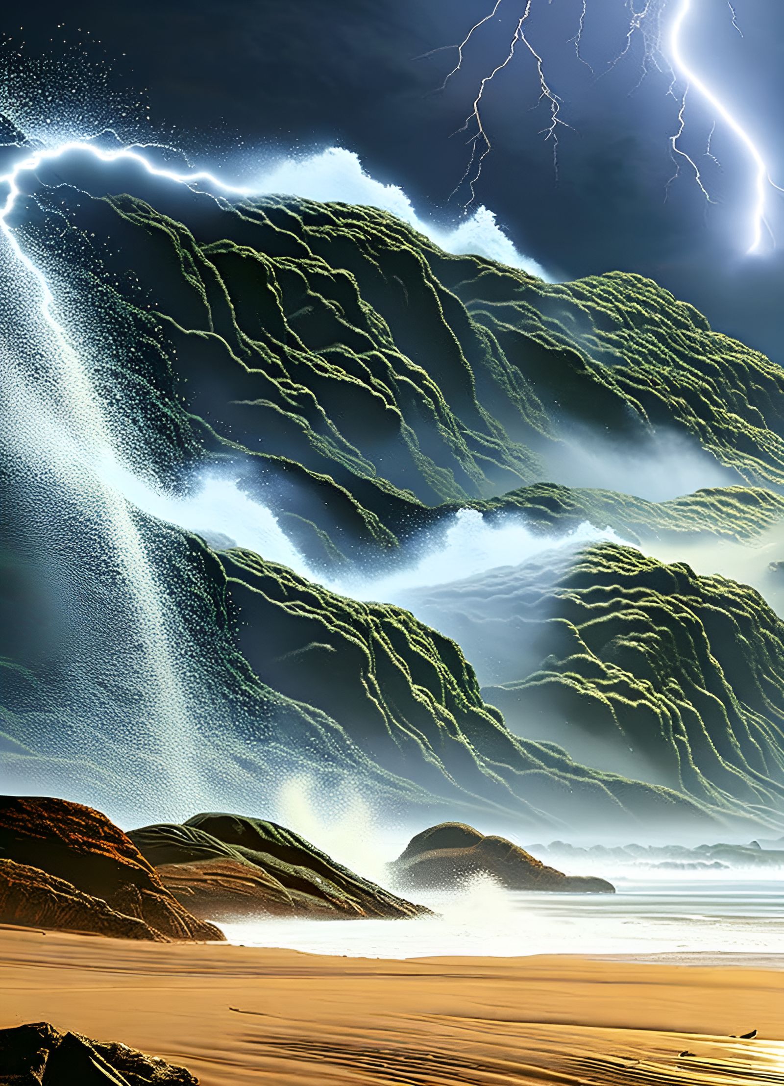 Mountains rolling like waves