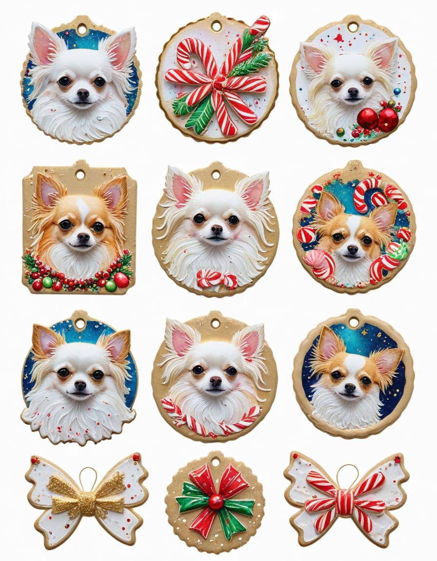 Whimsical Chihuahua Christmas Collage