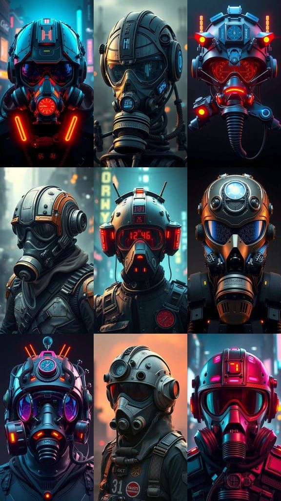 Cyberpunk Futuristic Helmet with Enhanced HUD Display