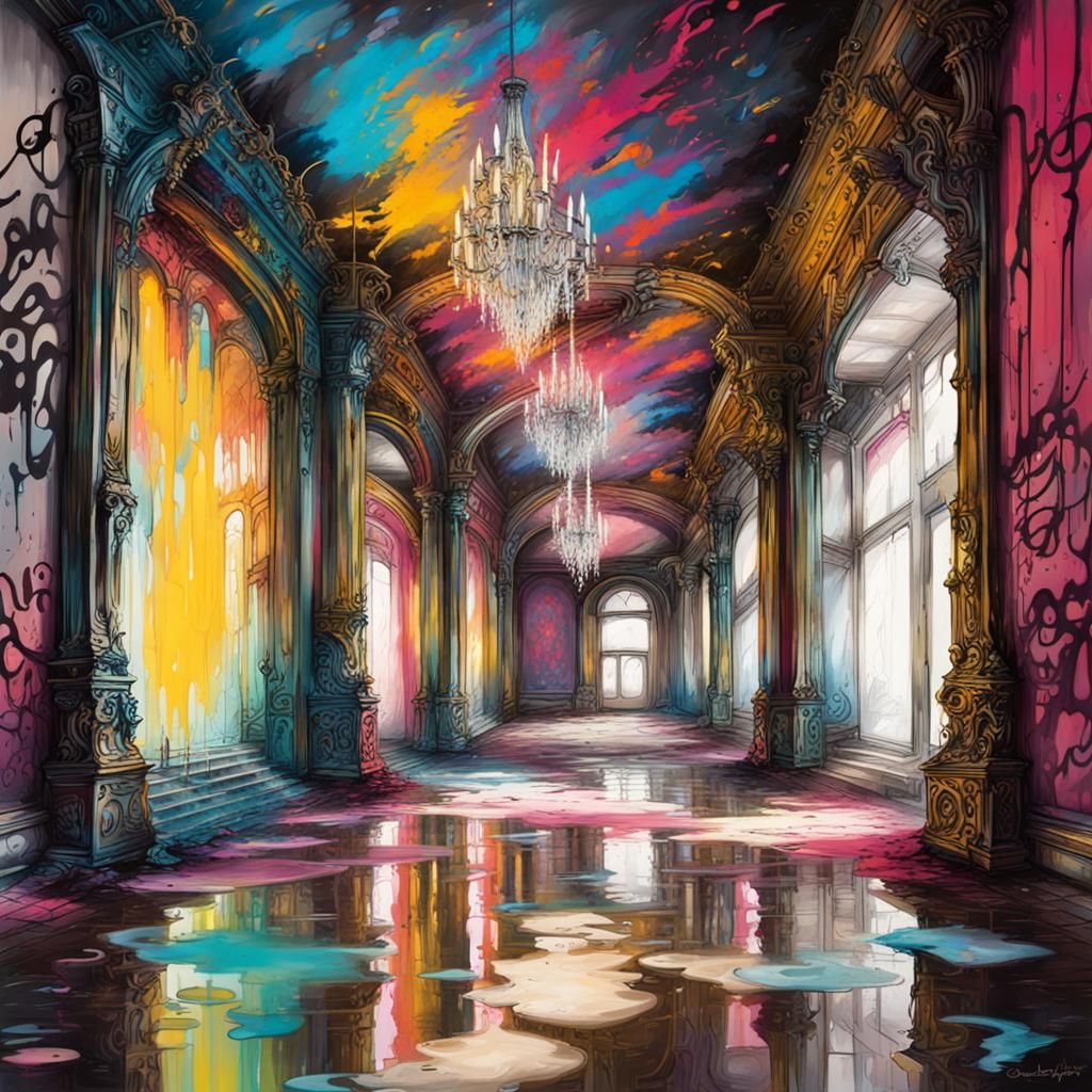 Hall of Mirrors in Graffiti Splash Art Style