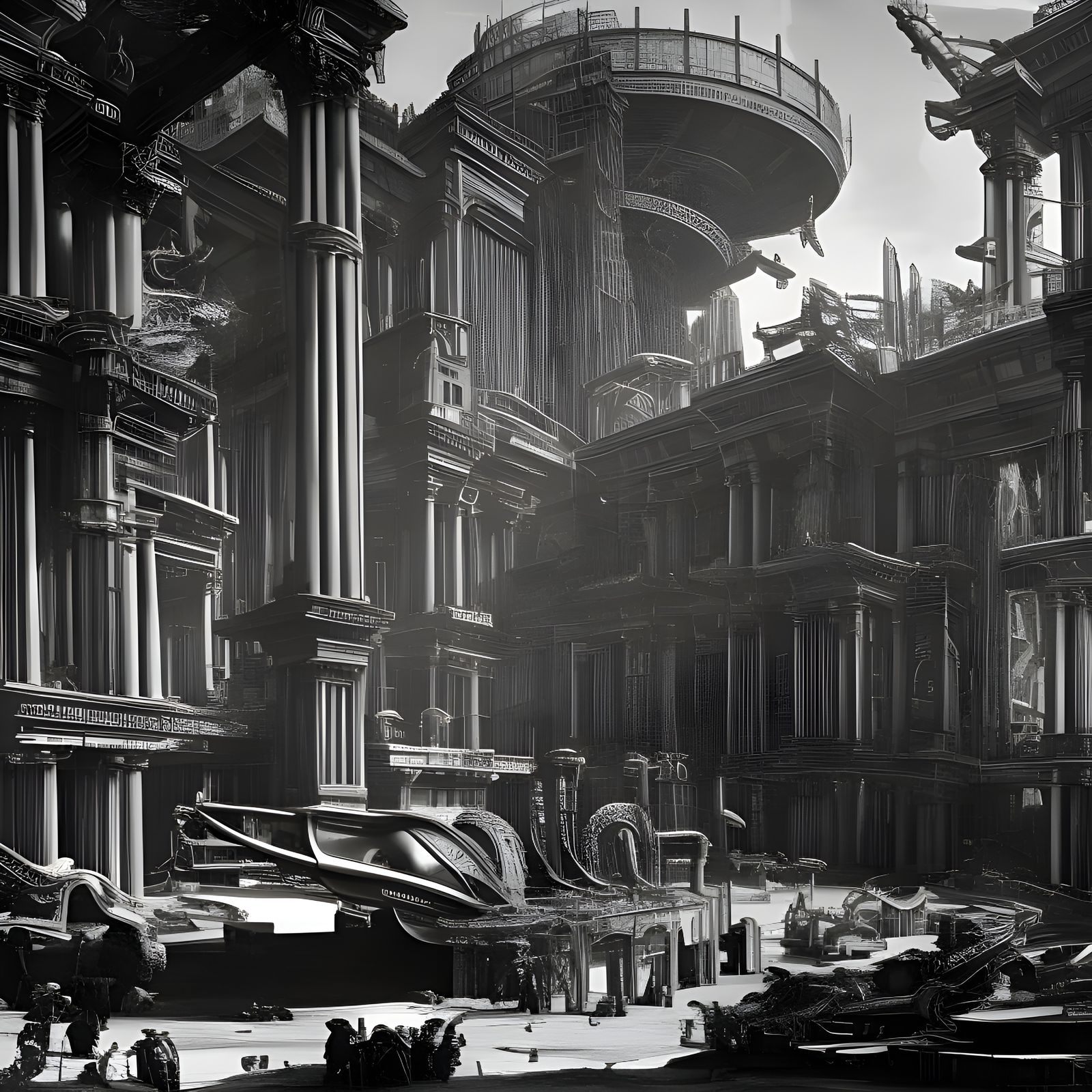 Steampunk Aphrodite Etching in Giger Style