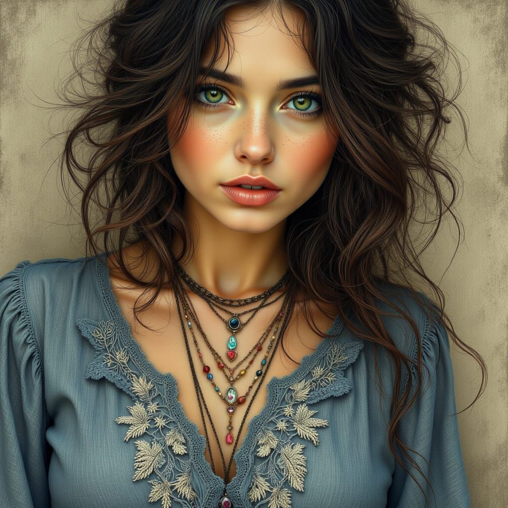 Surreal Portrait of a German Woman in Muted Bohemian Style