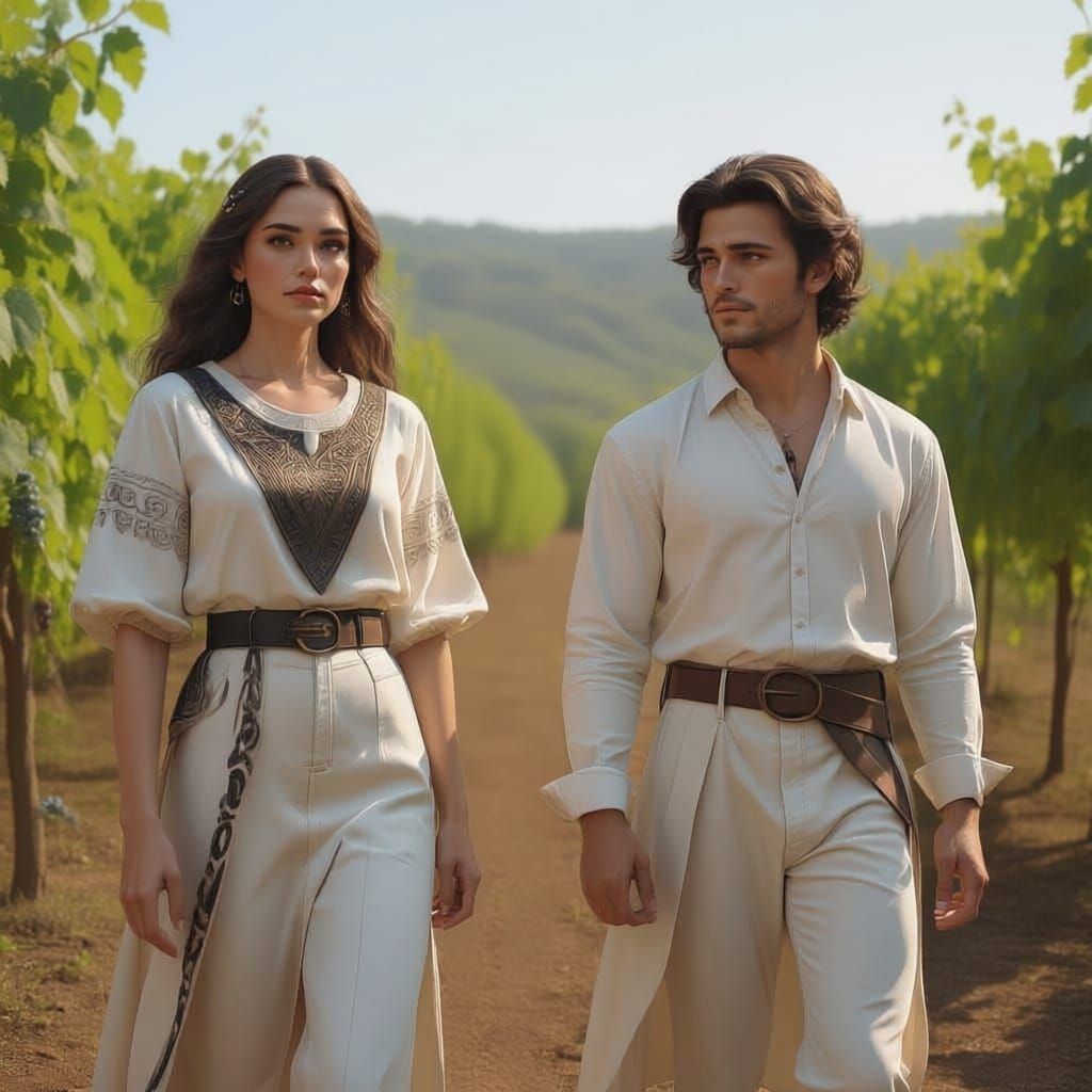 Modern Couple Holding Hands: Detailed Fantasy Art