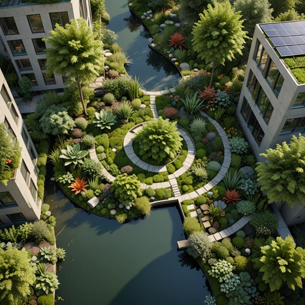 Sustainable Urban Garden Concept Art: Biodiversity and Eco-D...