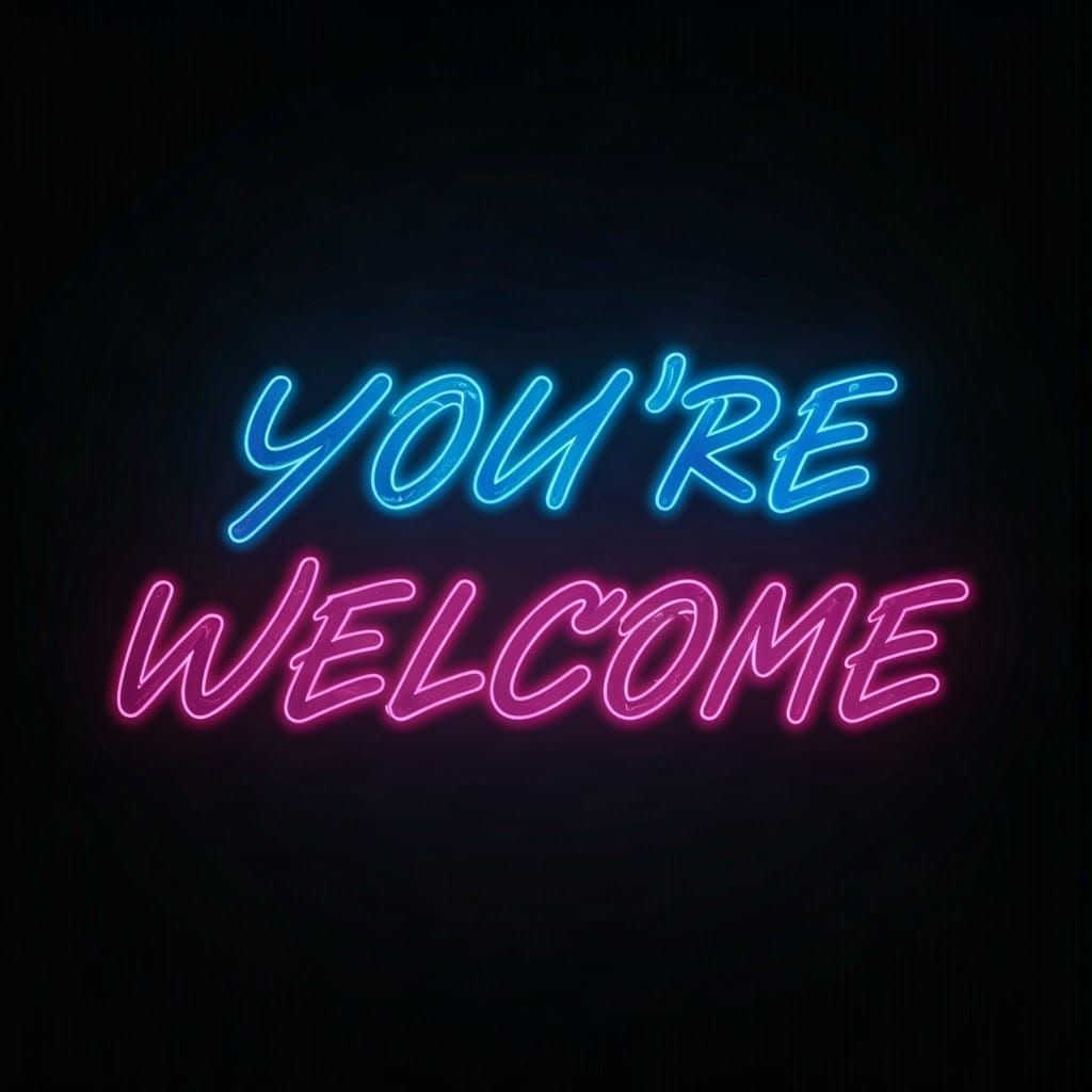 Bioluminescent Neon Sign Reads "You're Welcome"