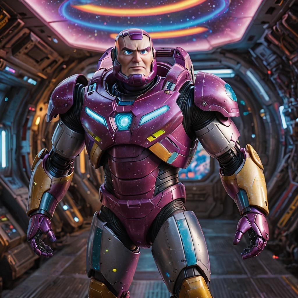 Is iron-man, but it's buzz lightyear. Fluor fosforescente ps...
