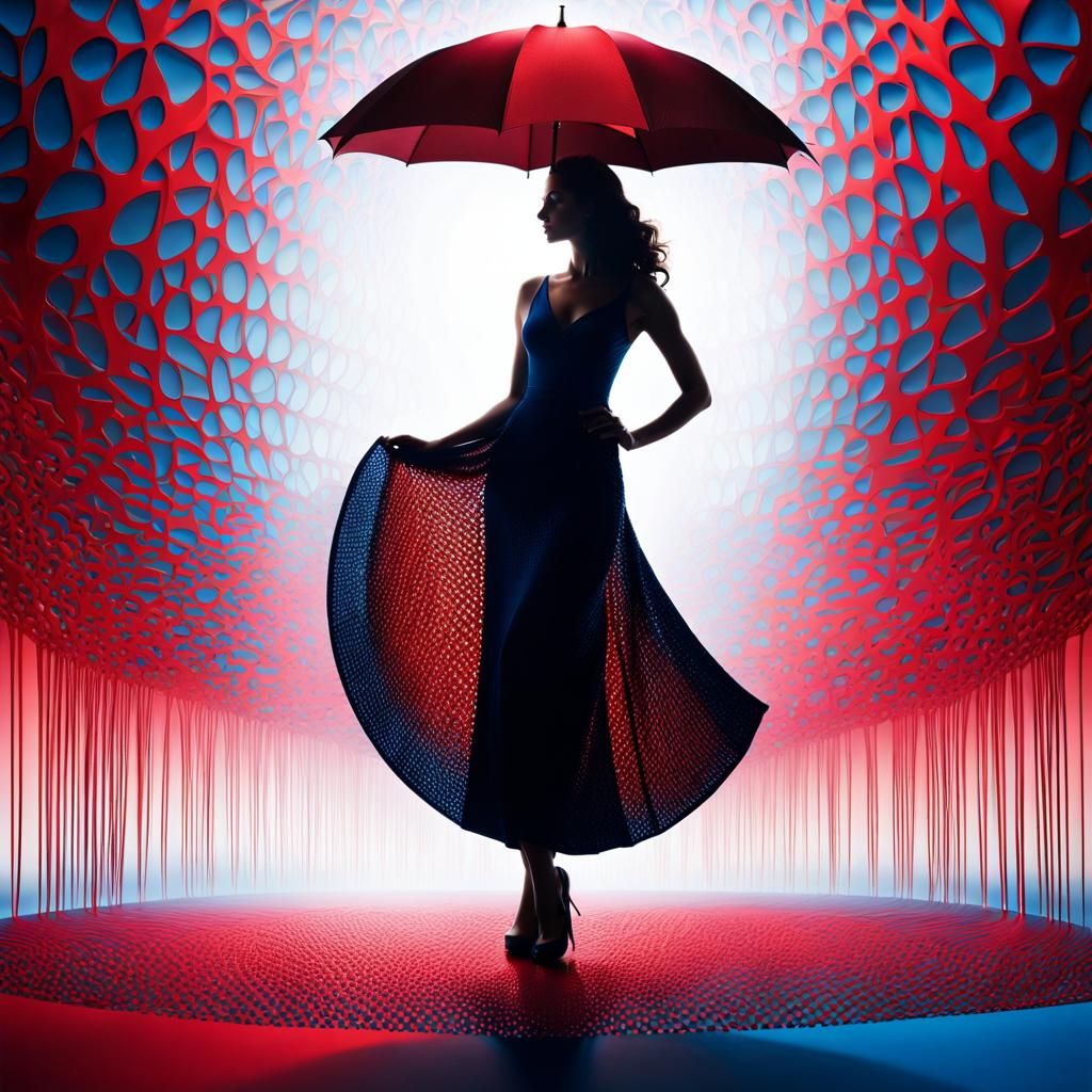 Red and Blue Umbrella