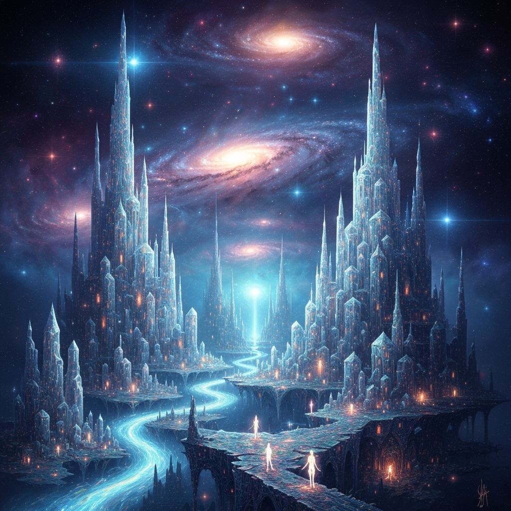 Mythical City of Starlight in Cosmic Nebula
