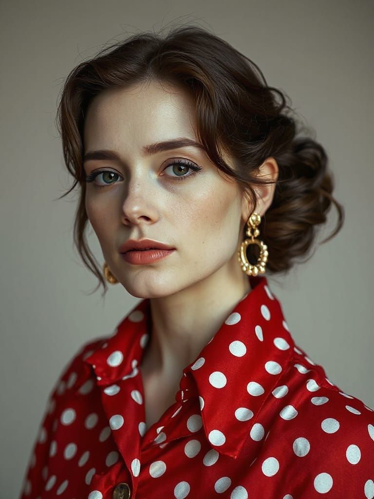 Gorgeous Woman in Polka Dots: Infrared Portrait