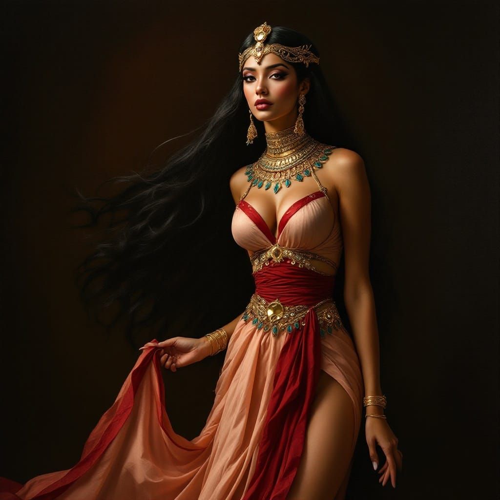 Ancient Egyptian Princess in Opulent Regalia