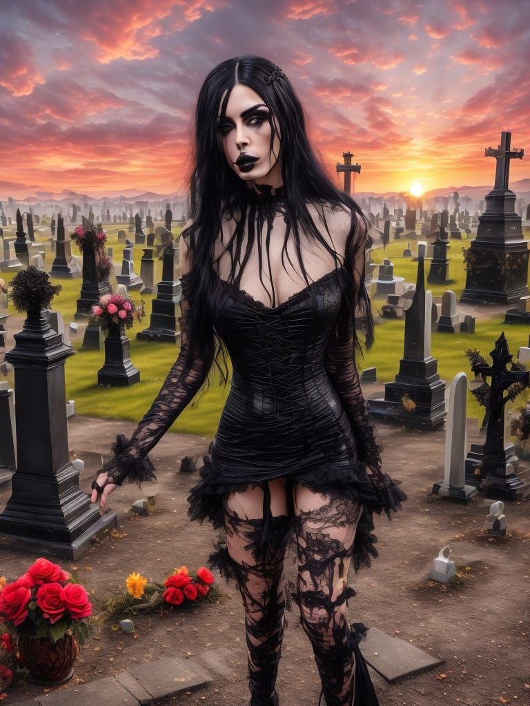 Goth Girl Gone Wild at the Cemetery