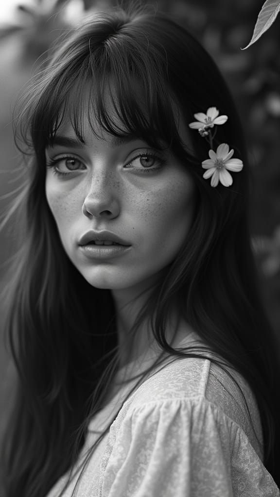 Ethereal Portrait of a Young Woman in Monochrome