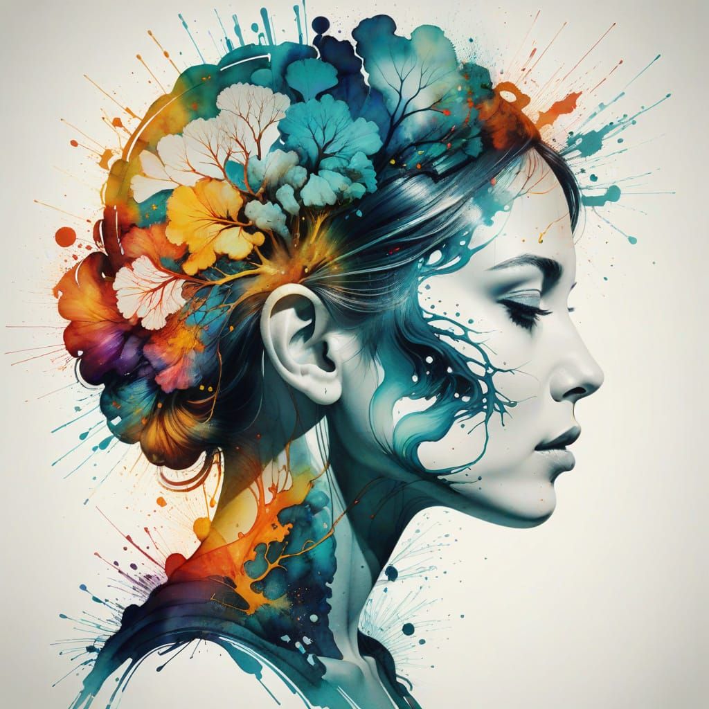 Double Exposure Portrait with MRI Scan, Seveso Style