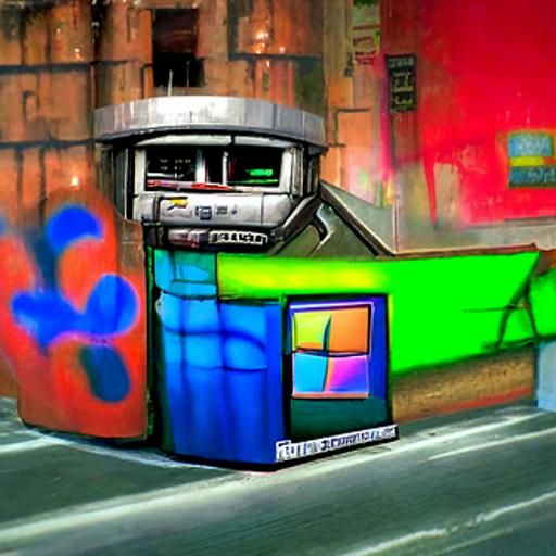 A program of graffiti artists let loose on windows 98 8k resolution concept art cyberpunk photorealistic