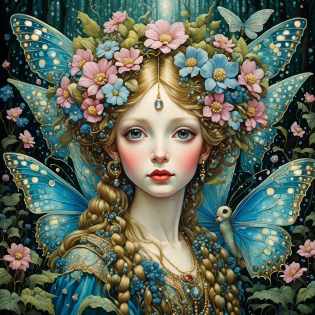 Regal Fairy Queen in Magical Forest: Pop Surrealism