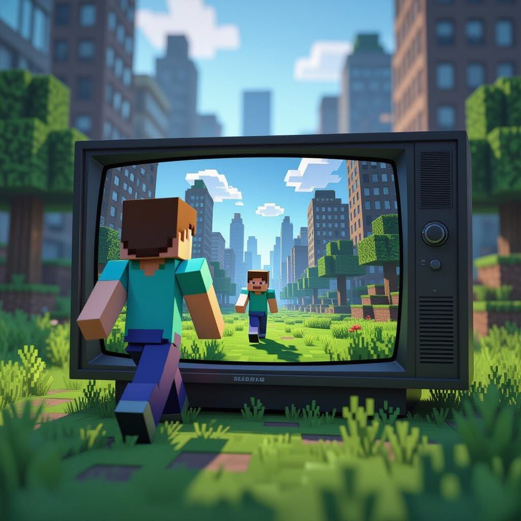 Steve Enters Realistic NYC from Minecraft World