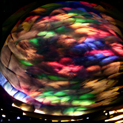 Multicolor Light Dome Against Black Backdrop
