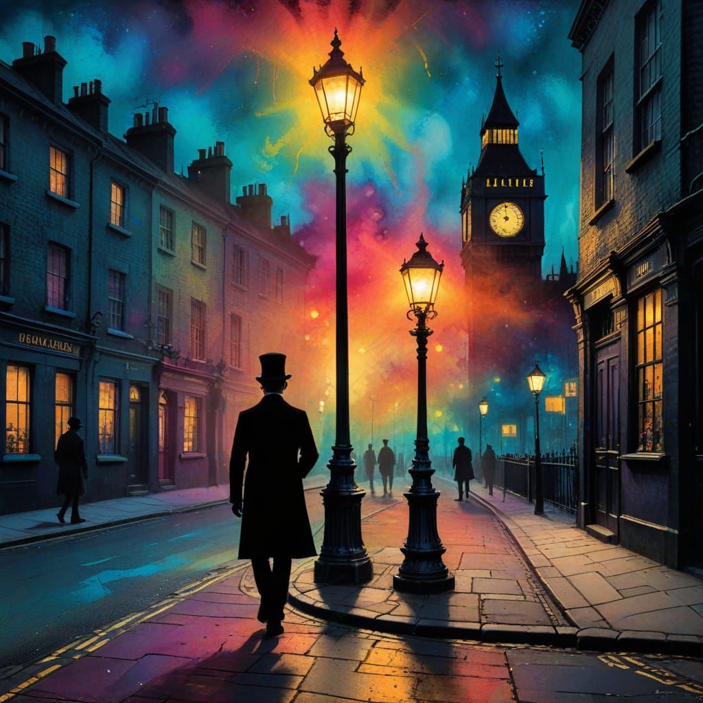 London Gentleman Silhouette in Surreal Jewel Tones