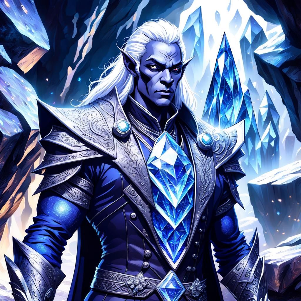 Drow in Quartz Waistcoat with Crystal Skin