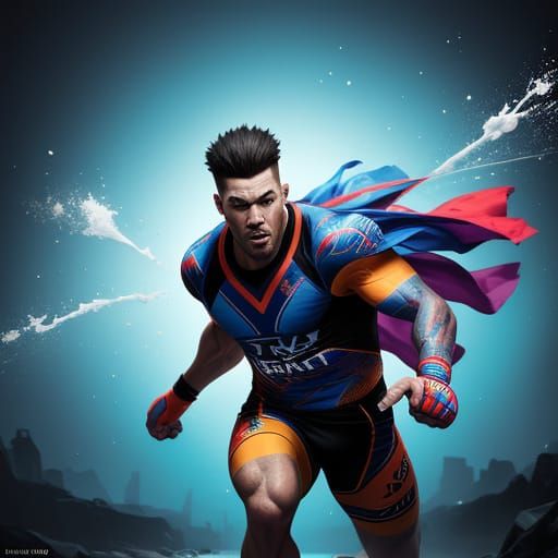 Athlete in Action Splash Art: Hyperrealistic Concept