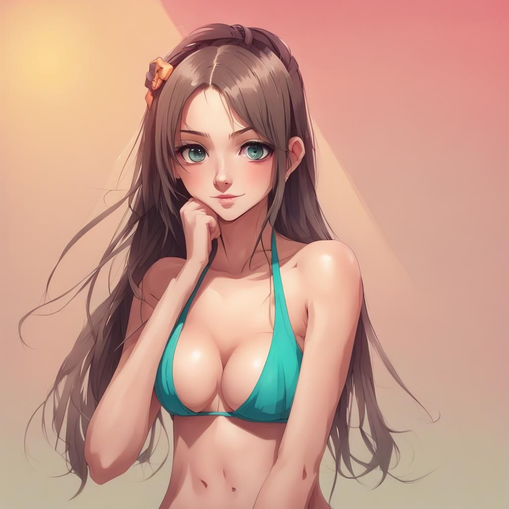 Young Woman in Bikini Full Body AI Image