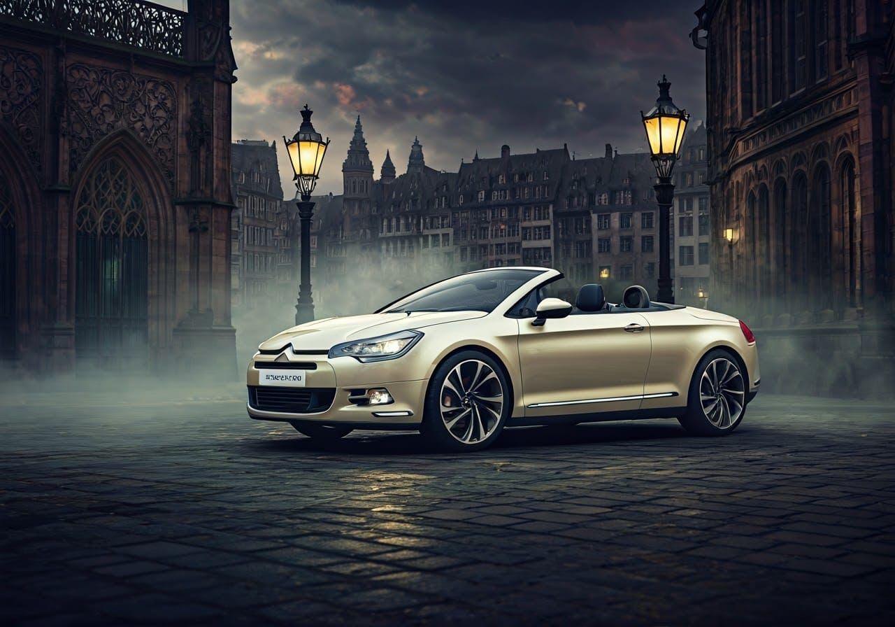Ethereal Citroën C5 Convertible in Gothic Strasbourg