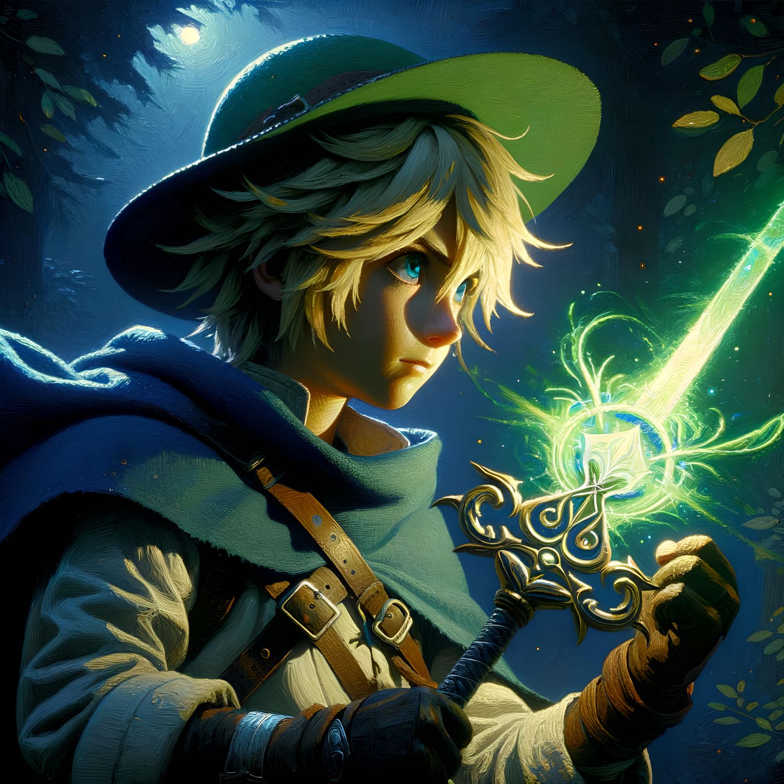 Young Knight with Energy Sword in Impressionist Style