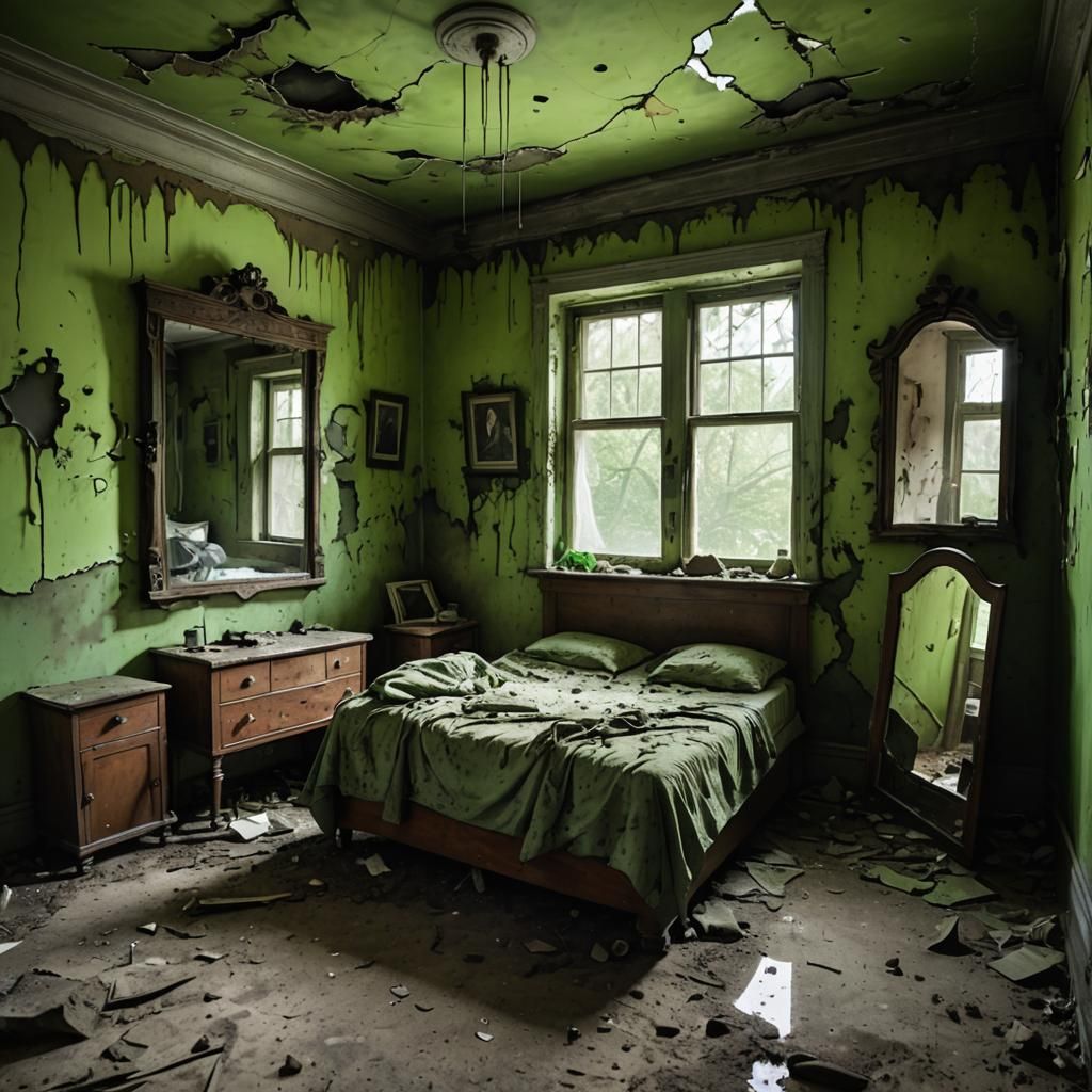 Haunted House Bedroom with Ectoplasm Stains