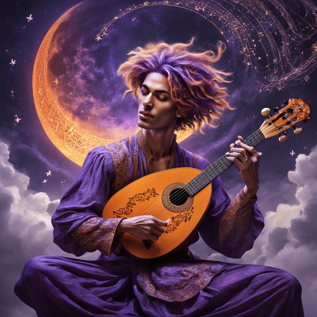 Young Prince Plays Lute Under Milky Way