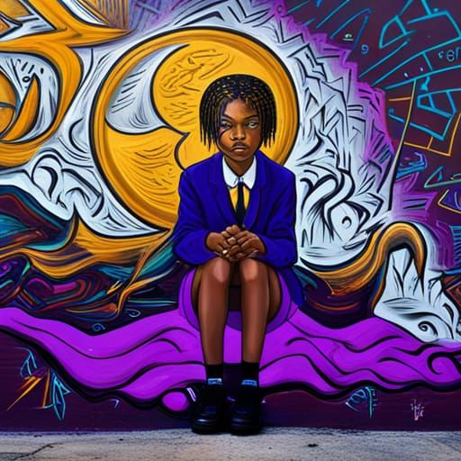 Colorful Graffiti Art of Teenage Girl