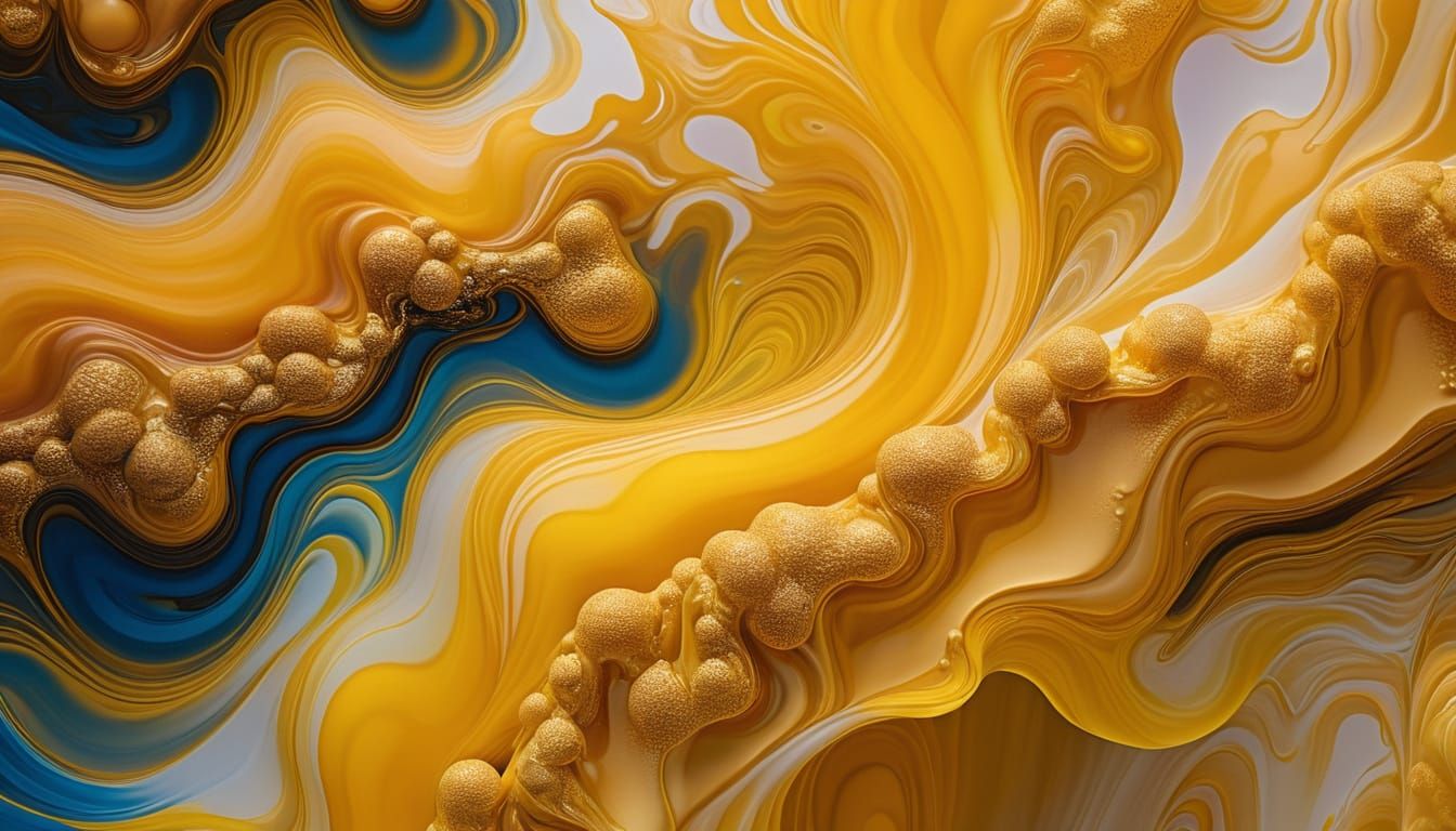 Lyrical Abstraction Waterfall in Chickpea, Vibrant Colors