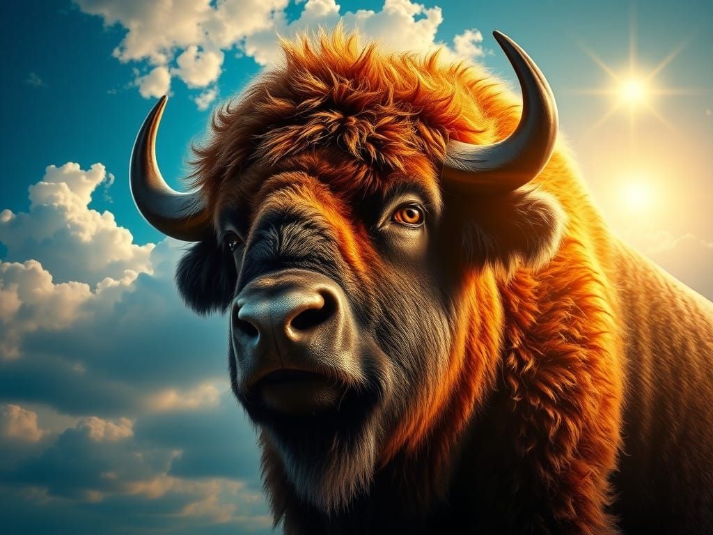 Majestic Bison Illuminated by Golden Light