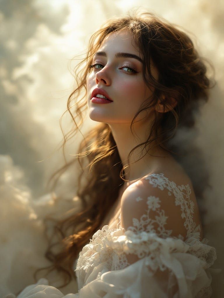 Lady of the Morning in a Romantic, Dreamy Light