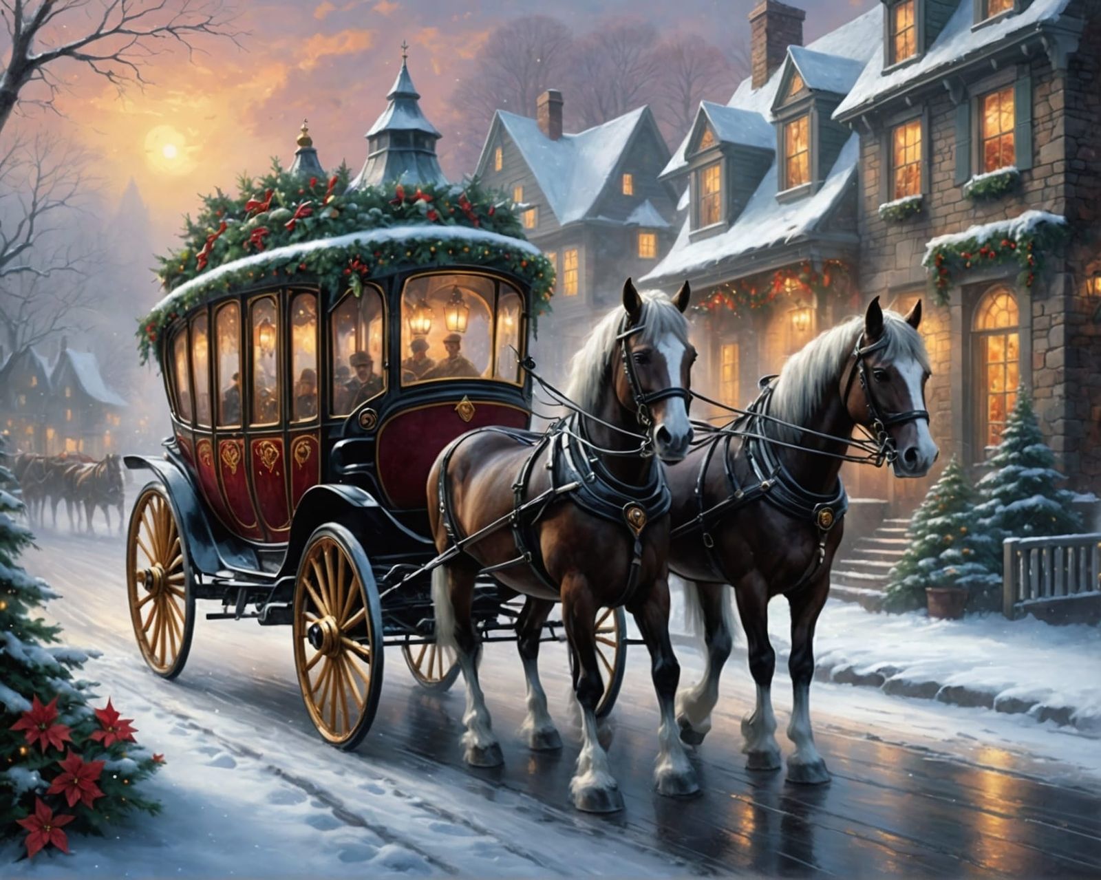 Christmas Horse and Carriage in Ethereal Style