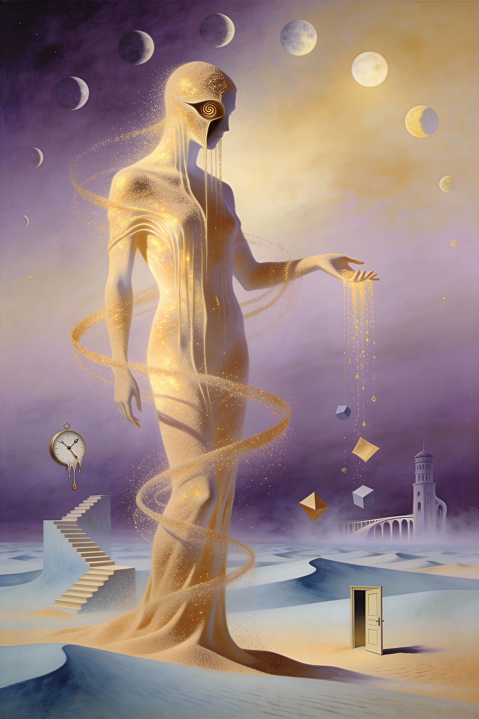 Golden Sand Figure in Liminal Desert