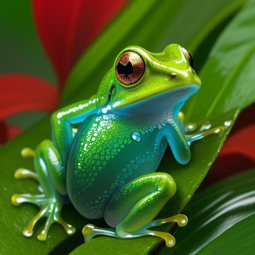 Rainforest Glass Frog Marked with Red X: Wildlife Illustrati...