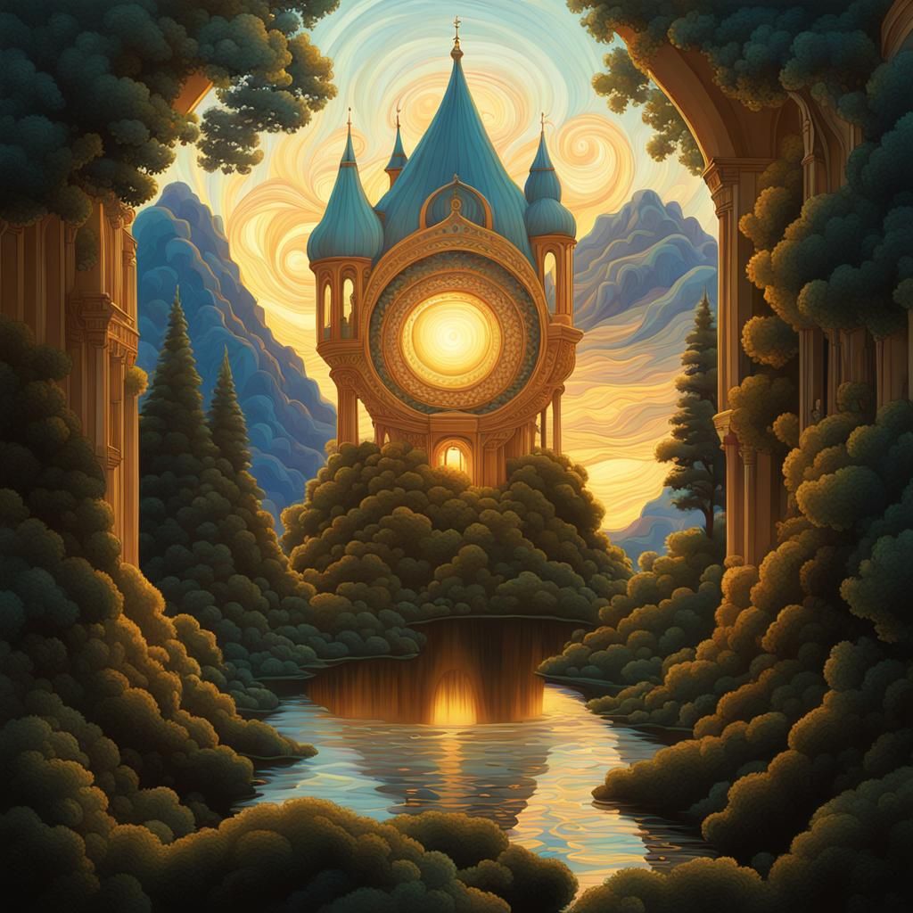 illustration style of Maxfield Parrish