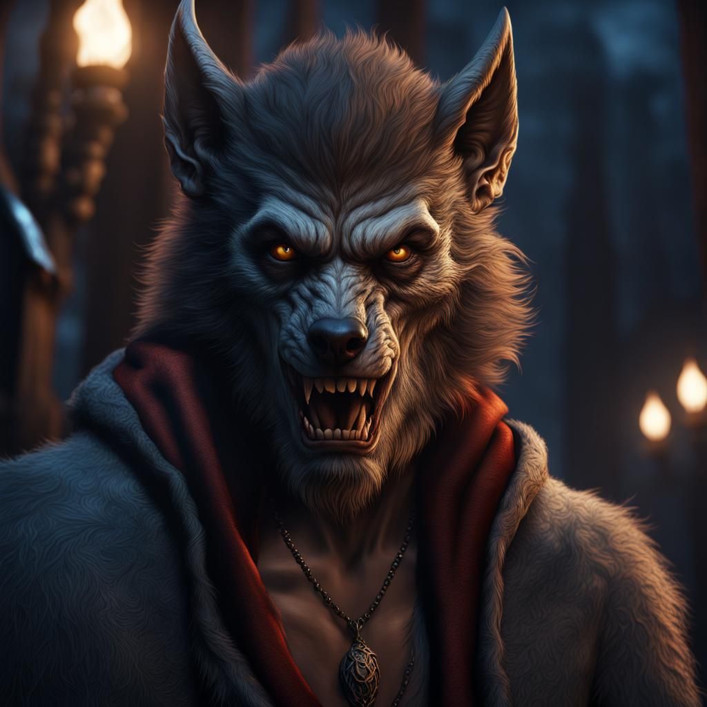 Teenage Werewolf Portrait in Detailed Matte Painting