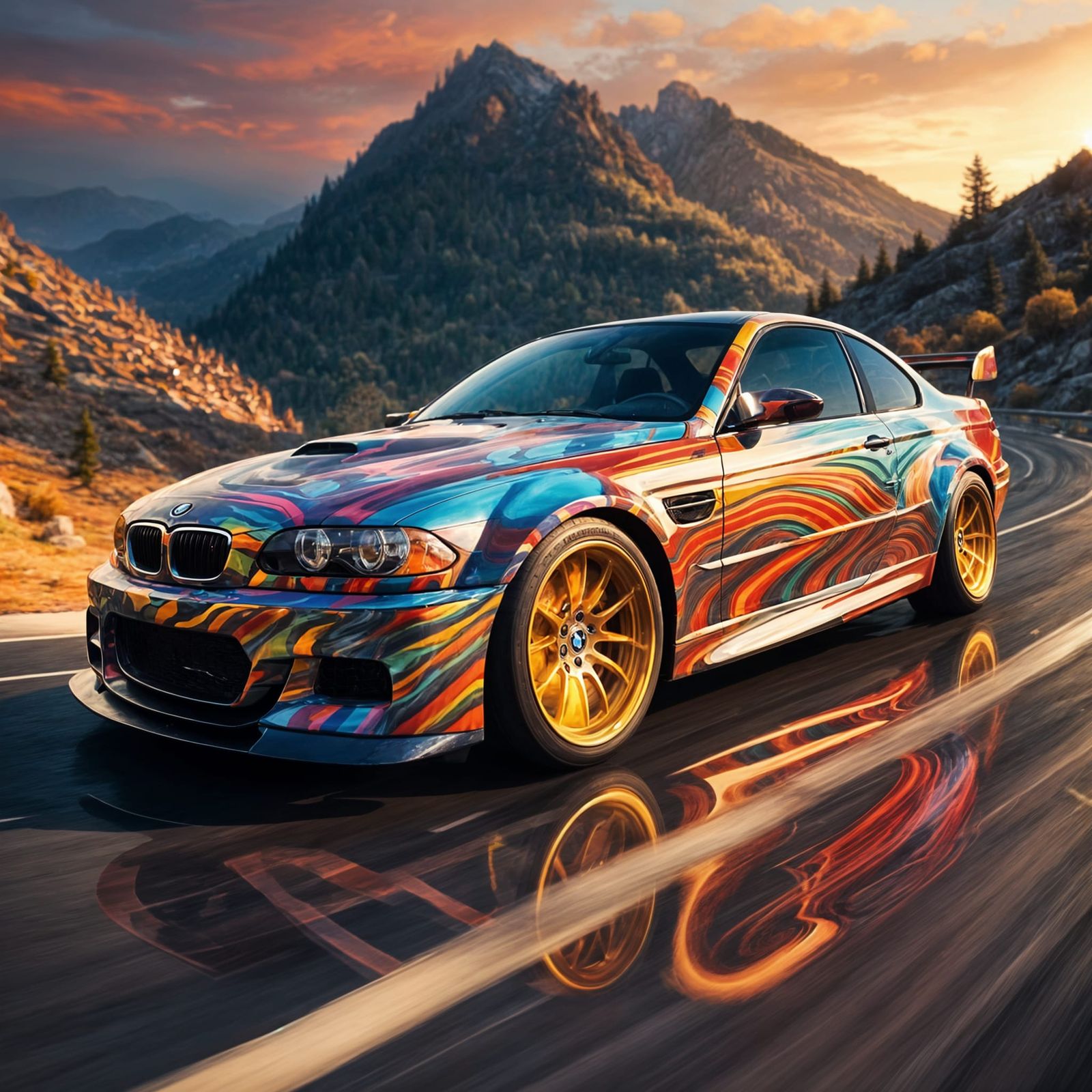 BMW M3 Drifting with Psychedelic Paintjob